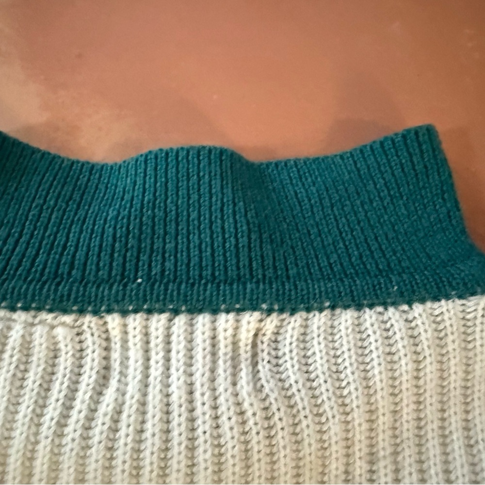 Cliff Engle Vintage wool blend Miami Dolphins Collar White Sweater USA LARGE L - Picture 8 of 8